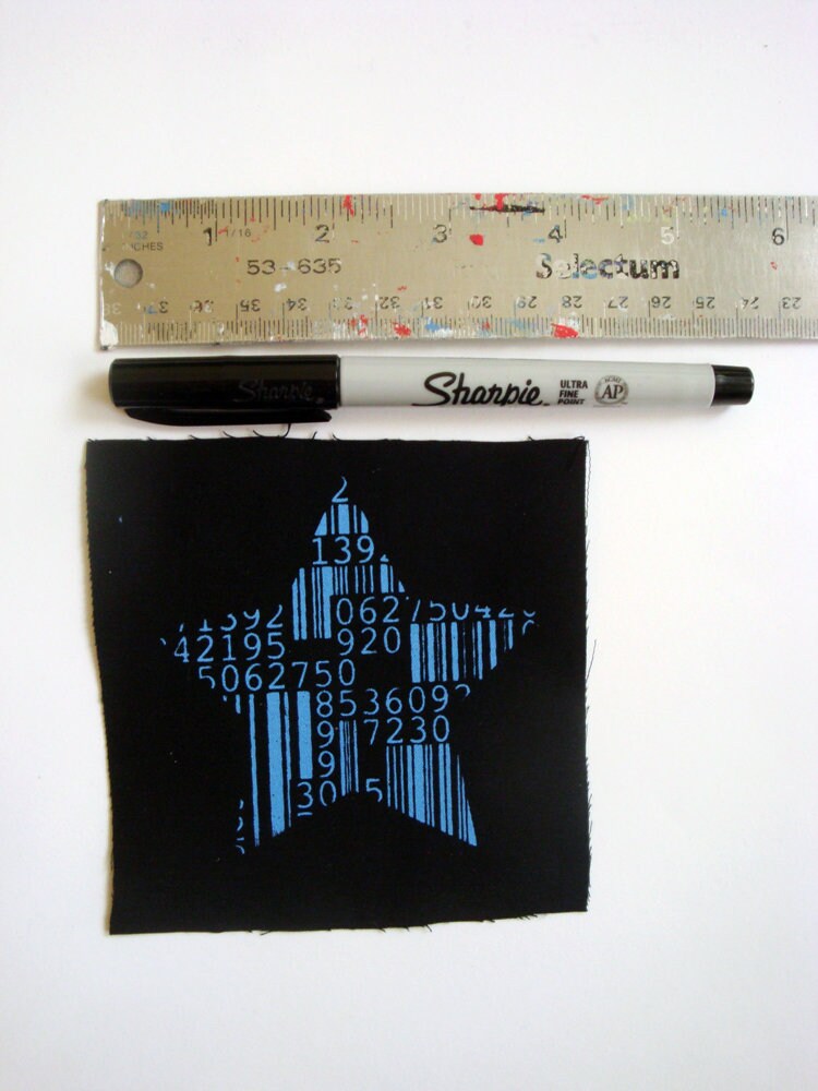 Barcodes Star Screen print Sew-on Patch