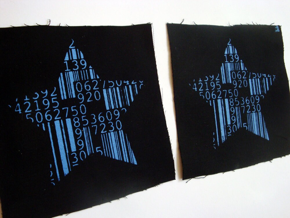 Barcodes Star Screen print Sew-on Patch