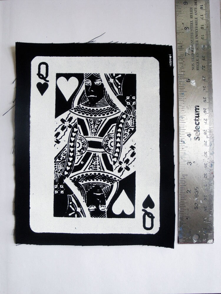 Queen of Hearts Alice in Wonderland Screen print Sew-on Patch