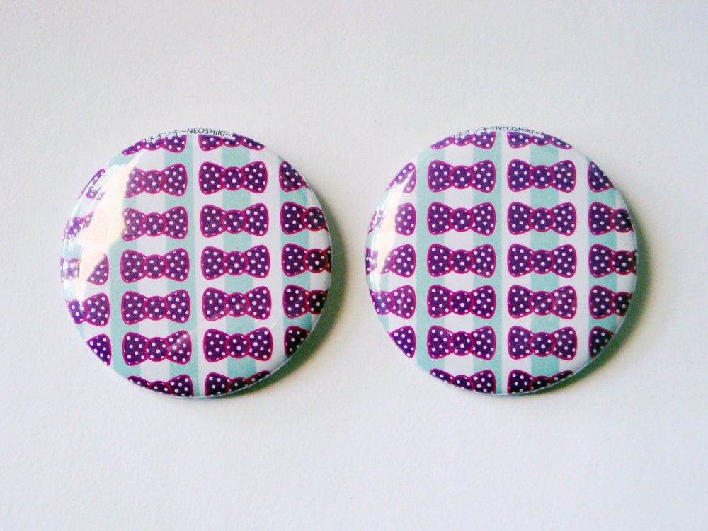 Purple Polka dots Bows Pattern Button
