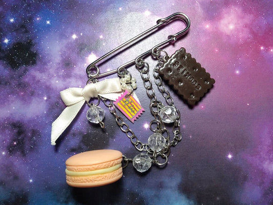OOAK Tea Party Candy & Treats Charms Kawaii Decora Kilt Safety Pin