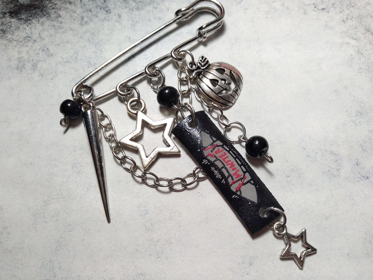 OOAK Monster Fangs & Halloween Charms Punk Horror Kilt Safety Pin