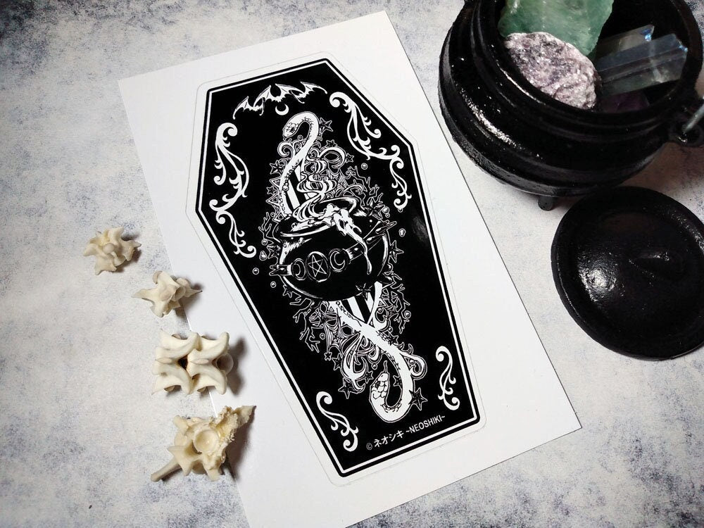 Occult Snakes Coffin & Tombstones Decal Stickers