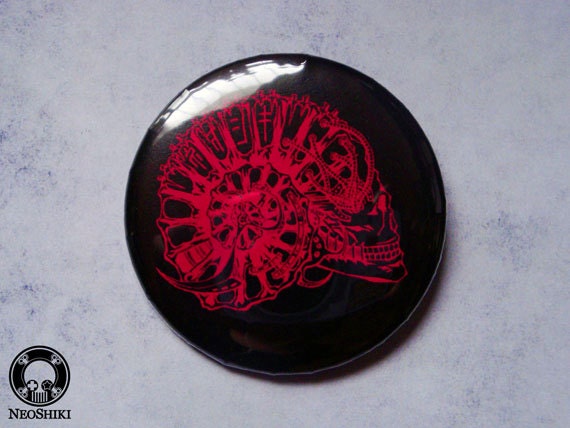 Ammonite Skull Cyberpunk Button